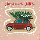 Voiture vintage avec sapin de Noël décoré